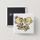 Twins Vierkante Button 5,1 Cm (Voorkant /achterkant)