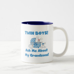Twins-Vraag over mijn kleinzonen Tshirts en gesche Tweekleurige Koffiemok