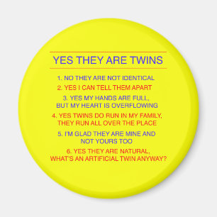 Twins Vragen Fraternal Yellow Magneet