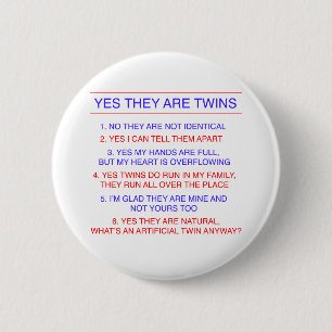 Twins Vragen Voorzijde Ronde Button 5,7 Cm