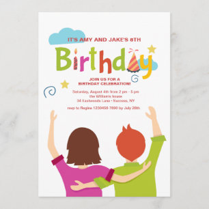 Twins Waving Invitation Kaart