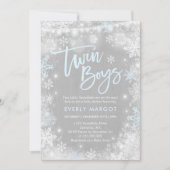 Twins Winter Baby shower Invitation Rustieke Douch Kaart (Voorkant)