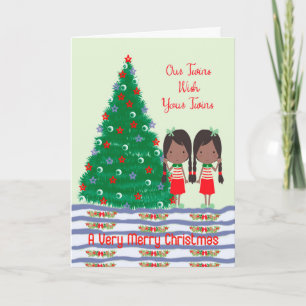 Twins Wishing Twins a Merry kerstKaart Feestdagen Kaart
