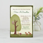TWINS Woodland Forest 5x7 Baby shower Invitation (Debout devant)