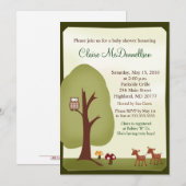 TWINS Woodland Forest 5x7 Baby shower Invitation (Devant / Derrière)