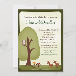 TWINS Woodland Forest 5x7 Baby shower Invitation