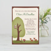 TWINS Woodland Forest 5x7 Baby shower Invitation (Debout devant)