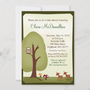 TWINS Woodland Forest 5x7 Baby shower Invitation Kaart
