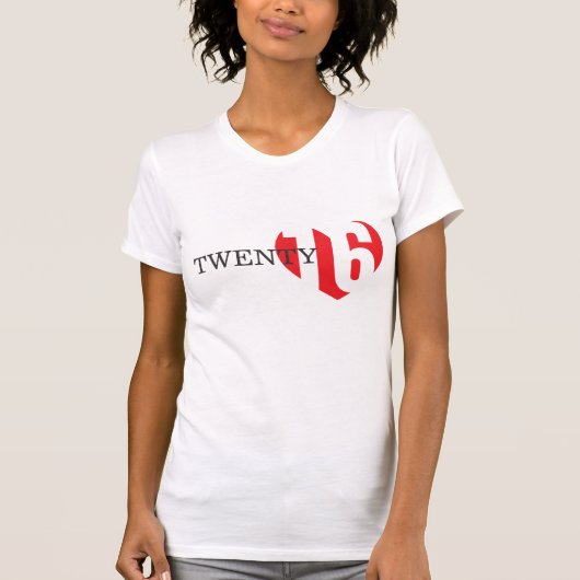 Twintig 16 liefde rood hart 2016 dames T-shirt (Voorkant)