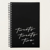 Twintig 22 zwarte en witte manuscriptanner planner (Voorkant)