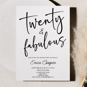 Twintig & Fabulous Minimaal 20e Verjaardagsfeest Kaart