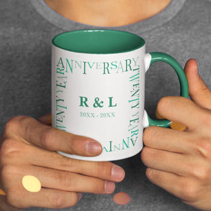 Twintig Jaar Huwelijksjubileum Cadeau Smaragdgroen Mok