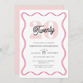 Twintigste Retro Wavy Borders 20ste verjaardag Kaart (Voorkant / Achterkant)