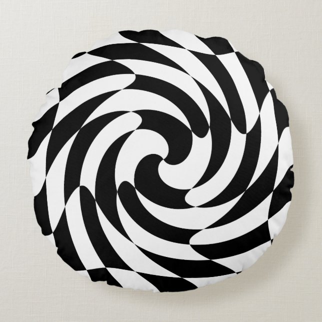 Twirl Chess Rond Kussen (Voorkant)