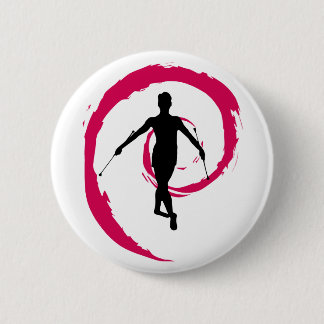 TWIRLER STAR/SWIRL PINK/BLACK PIN RONDE BUTTON 5,7 CM