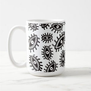 Twirly ogen wit koffiemok