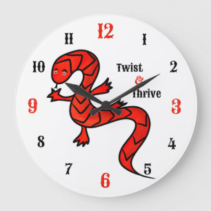 Twist & Thrive Rode Hagedis Wandklok Grote Klok