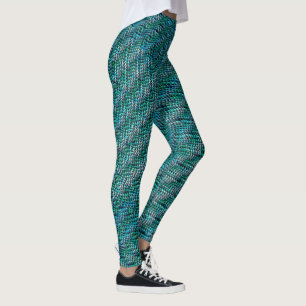 Twisted en wavy burlap sack mesh, groen cyaan leggings