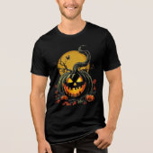Twisted Grinning Pumpkin Halloween Design Tri-Blend Shirt (Voorkant)
