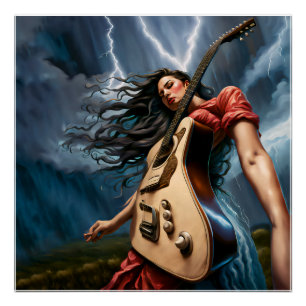 Twisted Guitar Vrouw Perfect Poster