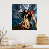 Twisted Guitar Vrouw Poster (Keuken)