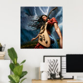 Twisted Guitar Vrouw Poster (Thuiskantoor)