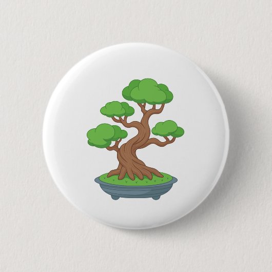Twisted Japanese Bonsai Tree Ronde Button 5,7 Cm (Voorkant)