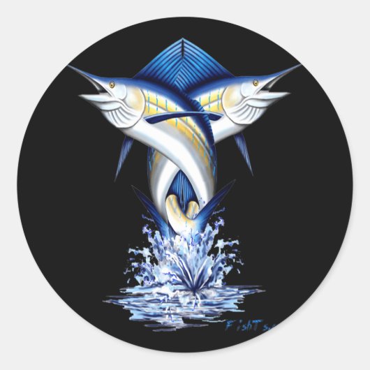 Twisted Marlins Jumping Ronde Sticker (Voorkant)