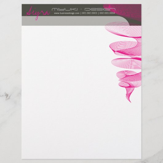 Twister Fuchsia Pink Modern Designer Letterhead Custom Briefhoofd (Voorkant)