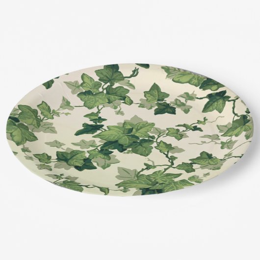 Twisting Ivy Leaves Pattern Papieren Bordje (Gekanteld)