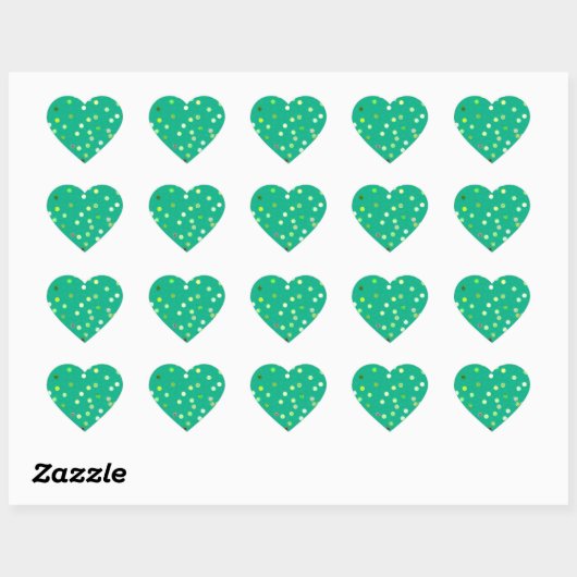 Twisty Polka Dot Spirals Green Heart Stickers (Vel)