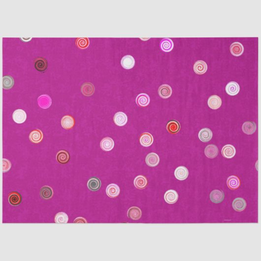 Twisty Polka Dot Spirals Pink Tissue Paper Tissuepapier (Voorkant)