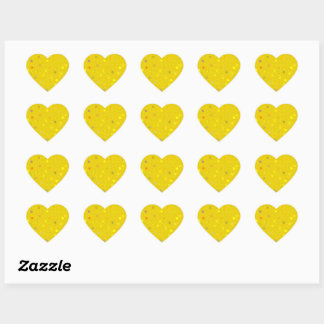 Twisty Polka Dot Spirals Yellow Heart Stickers