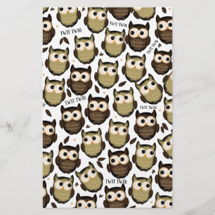 Twit twoo! leuk uilpatroon. briefpapier