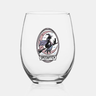 Twitcherige Heks Shirt Vintage Halloween Kunst_1 Wijnglas Zonder Voet