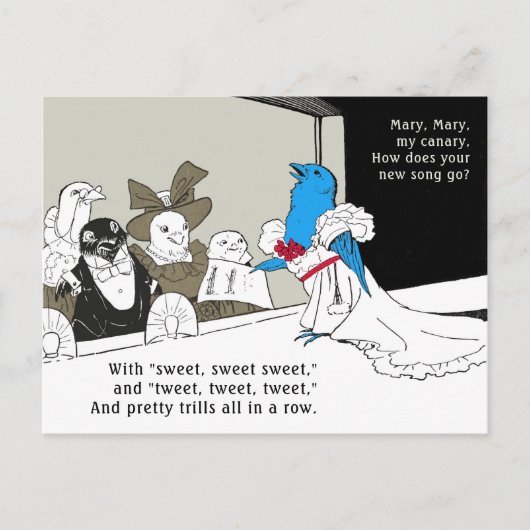 Twitter-blauwe vogel c.1900 Moeder wild gans CC115 Briefkaart (Voorkant)