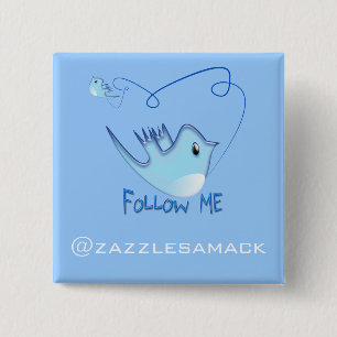 Twitter-cadeautjes met je gebruikersnaam volg me B Vierkante Button 5,1 Cm