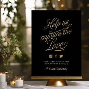 Twitter- en gouden speciale hashtag voor het huwel poster