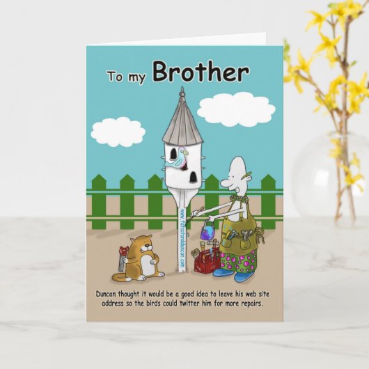 twitter me grappig Broeder Verjaardagskaart Kaart (Gele Bloem)