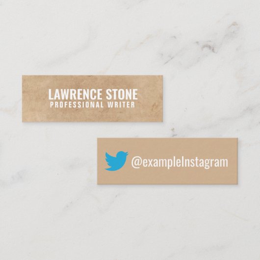 Twitter over gepersonaliseerd "getextureerd papier mini visitekaartje (Voorkant / Achterkant)