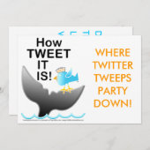 Twitter-partijuitnodigingen - hoe TWEET het is! Kaart (Voorkant / Achterkant)