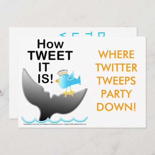 Twitter-partijuitnodigingen - hoe TWEET het is! Kaart (Voorkant / Achterkant)