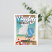 Twitter-reisposter voor het strand van Pembrokeshi Briefkaart (Staand voorkant)