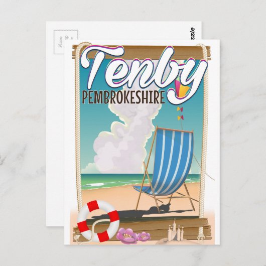 Twitter-reisposter voor het strand van Pembrokeshi Briefkaart (Voorkant / Achterkant)