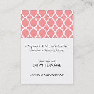 Twitter Visitekaartjes Roze Marokkaanse Tile