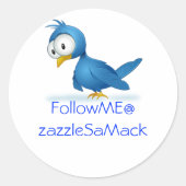 Twitter volg me op je gebruikersnaam ronde sticker (Voorkant)