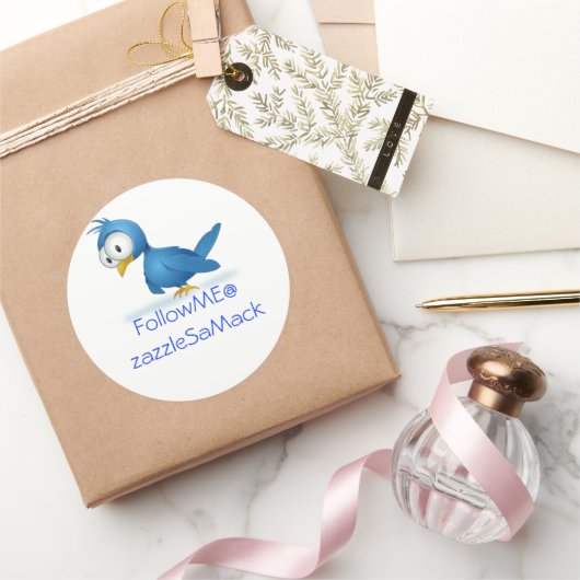 Twitter volg me op je gebruikersnaam ronde sticker (Geschenken)