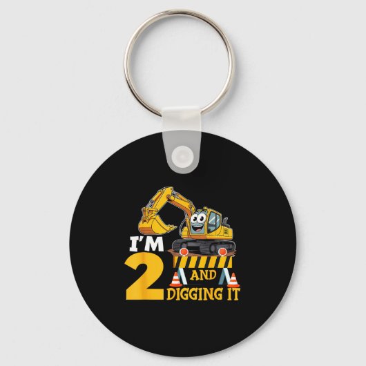 Two 2yr 2th Birthday Construction Boy 2 Years Old Sleutelhanger (Voorkant)