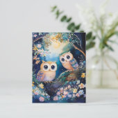 Two adorable owls briefkaart (Staand voorkant)