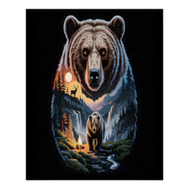 Two bears in the forest dark 2 perfect poster